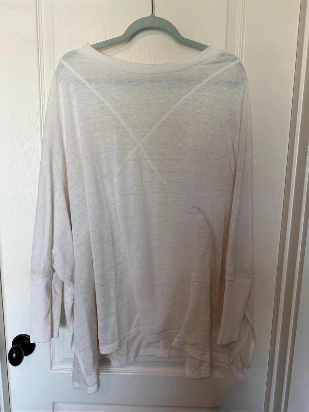 Anthropologie White Draped Long-Sleeve Top